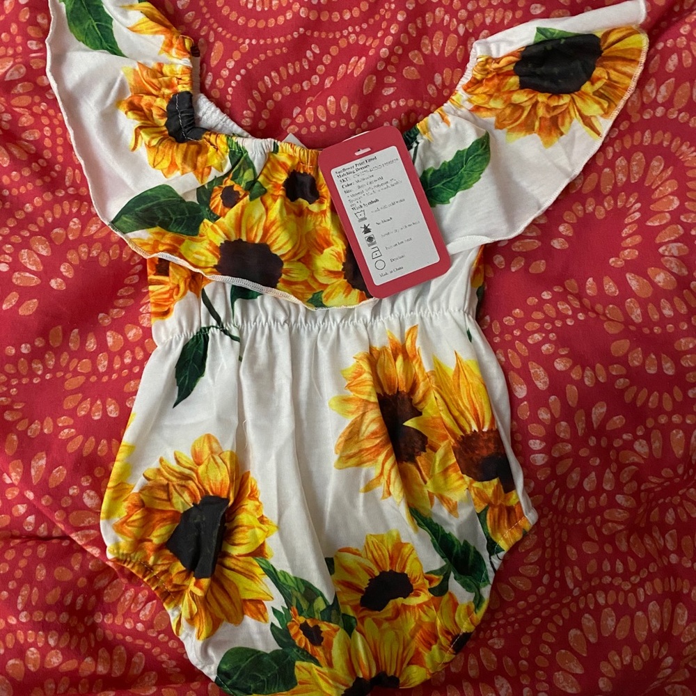 Sunflower dress romper onsie baby 6-9 month
